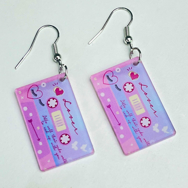 Wholesale 2 Pairs/pack Valentine's Day LOVE Glitter Butterfly Love Tape Acrylic Earrings